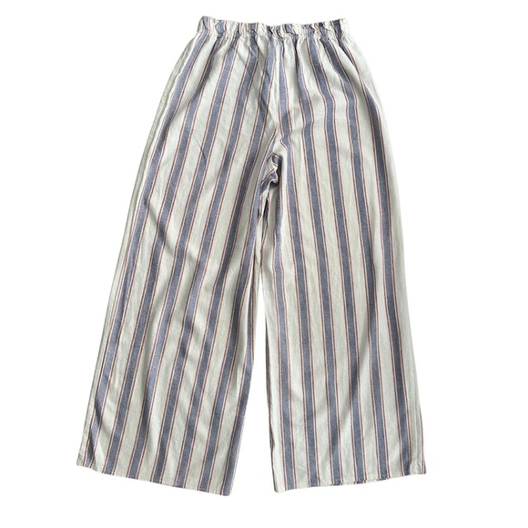 Free Kisses Striped Wide Leg Linen Blend Pants Large Beach Resort Wear EUC - Picture 8 of 8